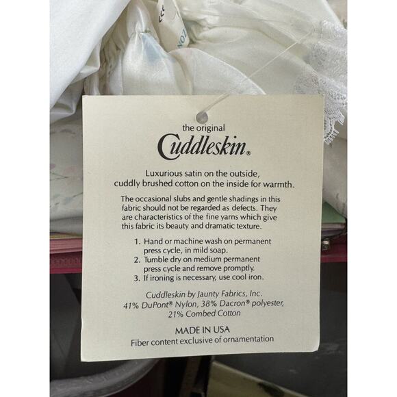 Vintage Barbizon Cuddleskin Lilac Nightgown Santin Cotton Size Lg NEW w tags3083 - Picture 13 of 14